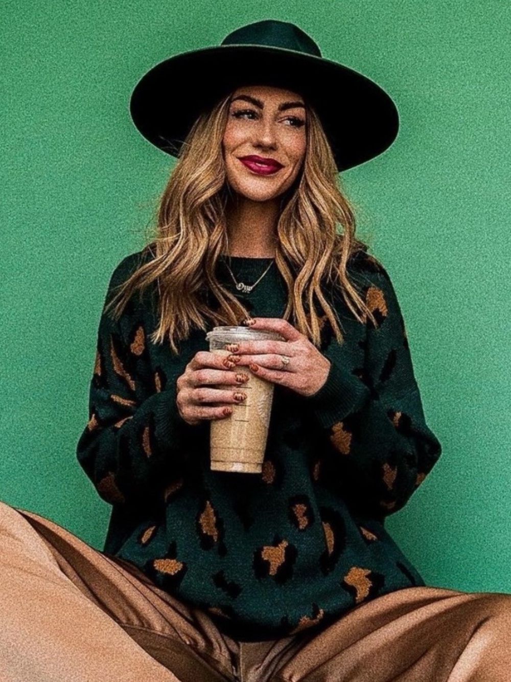 Dressed in LALA Leopard is My Favorite Color Sweater in Emerald size Small